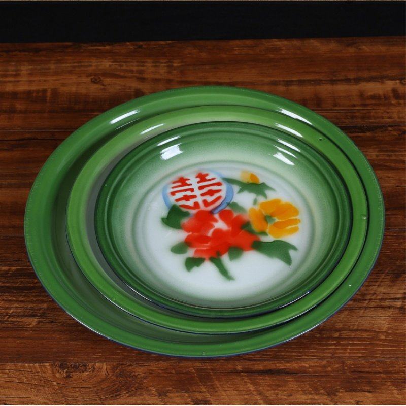 老式搪瓷盆家用中式怀旧复古特色菜大盘鸡鱼盘铁托盘瓷盘婚庆瓷盆,淘宝优惠券,粉丝福利购,淘宝优惠卷