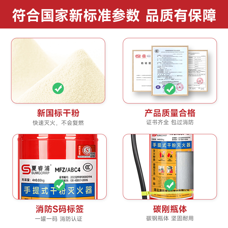 手提式灭火器4kg干粉4公斤家用商用店用1kg2kg3kg5kg8kg消防器材 - 图2