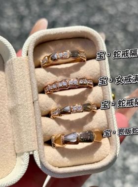蛇形戒指女新款莫桑钻蛇骨指环食指精工求婚戒时尚首饰新款潮黄金