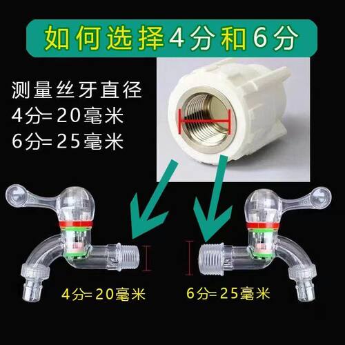 塑料水龙头PC透明洗衣机拖把池防冻4分加长冷热水嘴两用出水口 - 图2