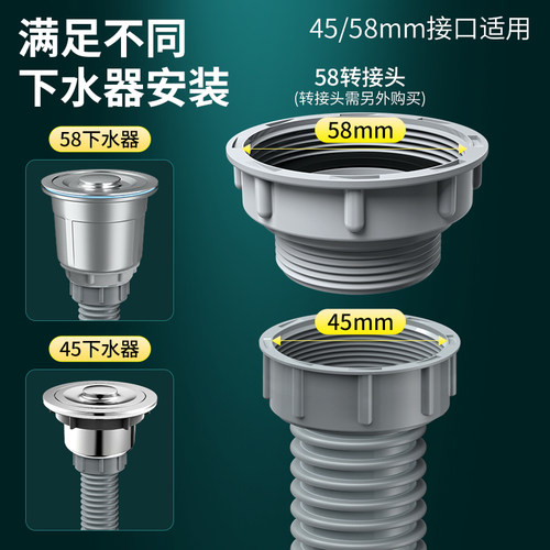 洗菜盆下水管排水管厨房配件水槽洗碗池下水器软套装道双槽防臭 - 图1