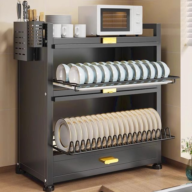 Kitchen bowl rack with cover kitchen dish storage rack household bowl countertop chopsticks dustproof storage box multi-function drain rack