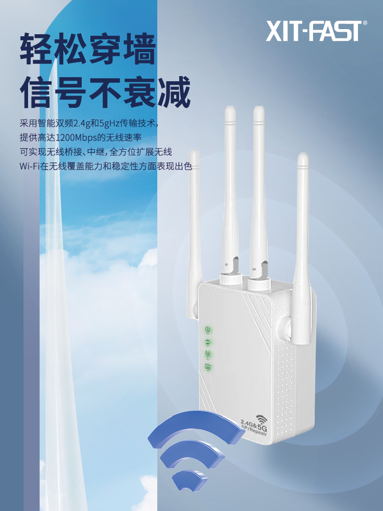 wifi信号增强放大器5g双频wi-fi扩大器2.4g无线网中继接收器家用路由器穿墙扩展器转有线网络加强器覆盖高速 - 图1