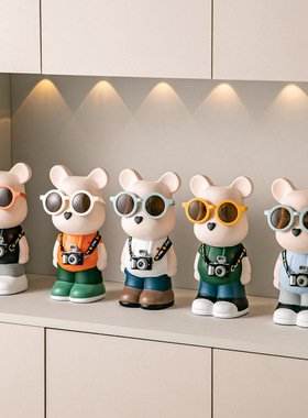 暴力熊存钱罐卡通创意现代客厅网红装饰品电视柜陶瓷摆件硬币桌面