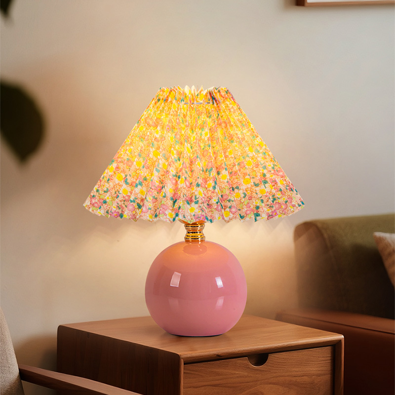 碎花台灯陶瓷小台灯网红遥控床头灯卧室创意温馨法式护眼家居语音 - 图0