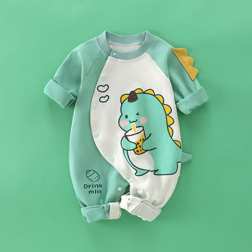 婴儿衣服外出春秋男女宝宝连体衣新生儿可爱纯棉长袖打底超萌哈衣 - 图2
