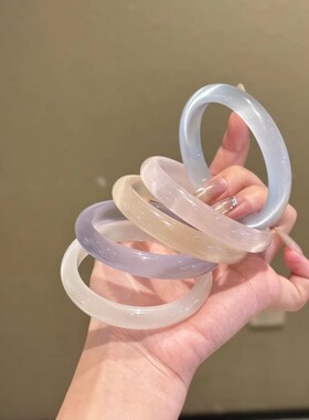 白色猫眼石玉镯白月光小众高级感白手镯玻璃高冰种女镯子紫罗兰