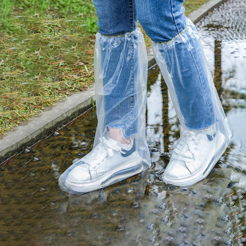 一次性雨鞋鞋套下雨天防水防滑透明塑料加厚耐磨脚套防雨高筒加长 - 图2