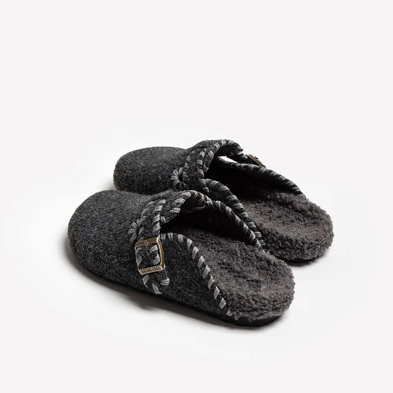 复古毛呢勃肯鞋包头半拖鞋女外穿2025秋冬新款厚底加绒棉拖鞋平底,淘宝优惠券,粉丝福利购,淘宝优惠卷