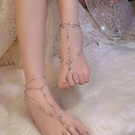 Anklets for women's new foot rings and leg chain jewelry sexy exotic foot chain golden trendy pure and high-end instep chain