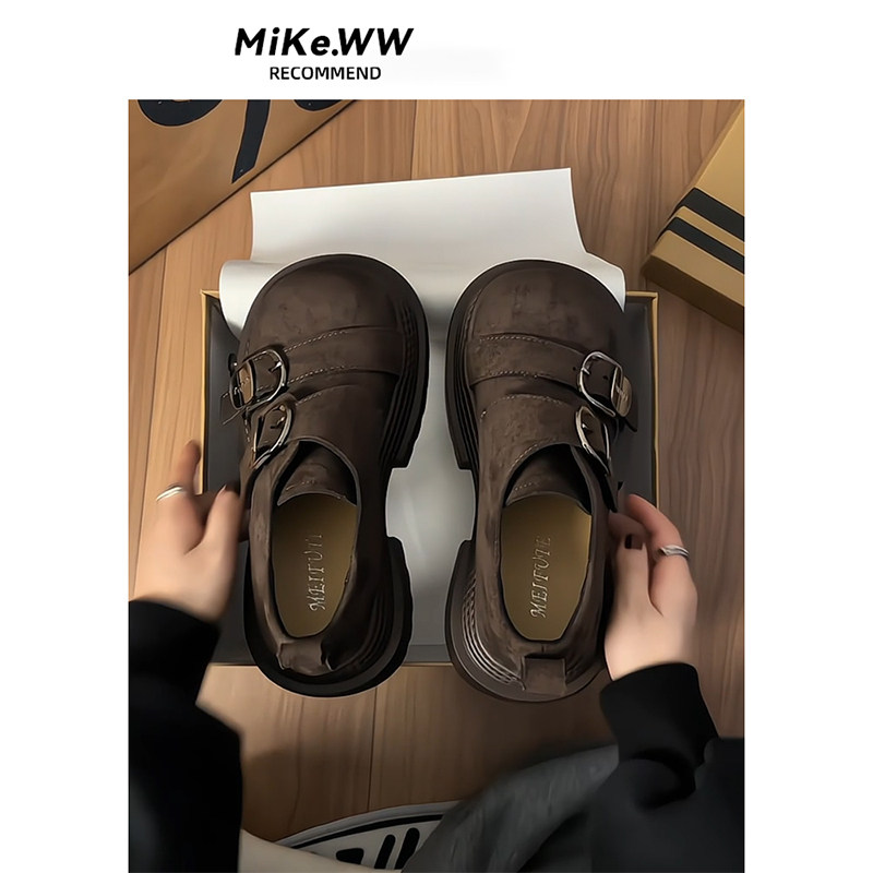 复古英伦风松糕厚底大头小皮鞋女2025春秋新款百搭棕色jk增高单鞋,淘宝优惠券,粉丝福利购,淘宝优惠卷