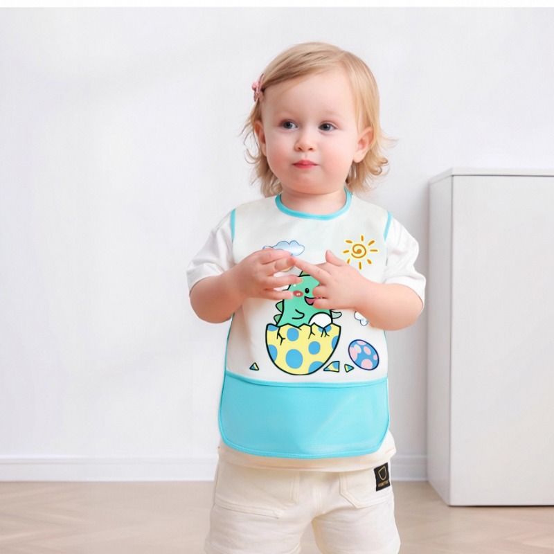 Children's eating smock, baby summer bib, waterproof and anti-dirty, sleeveless rice pocket for boys and girls, baby reverse wearing apron