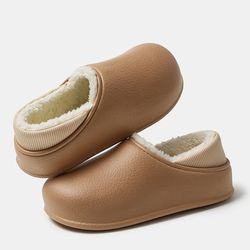 防水加绒棉拖女冬防滑居家