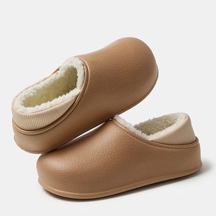 防水加绒棉拖女冬防滑居家