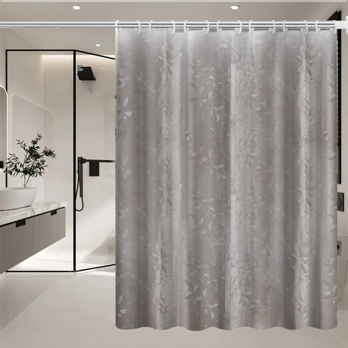 卫生间免打孔防水防霉半透浴帘浴室淋浴洗澡帘隔断窗帘挂帘门帘 - 图2