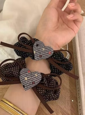 韩系蝴蝶结波点爱心大肠发圈