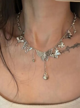 「翩蝶物语」甜酷风蝴蝶吊坠流苏项链新款高级感轻奢时尚百搭颈链