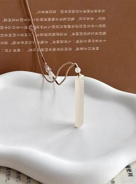 【山野烟俱净·天月共一色】藕粉色无事牌新中式素色编绳多宝项链