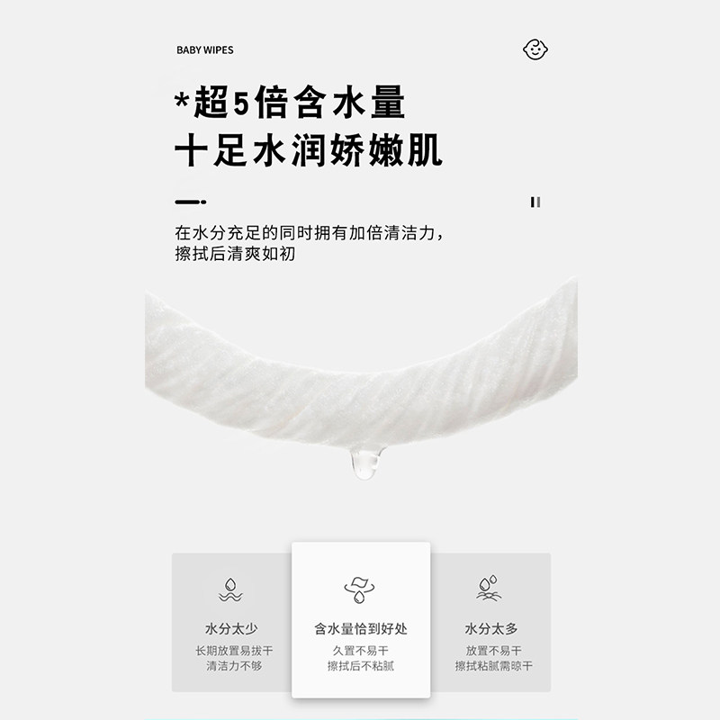 婴儿湿巾手口屁专用湿巾纸家用无添加大包加厚珍珠纹宝宝杀菌清洁