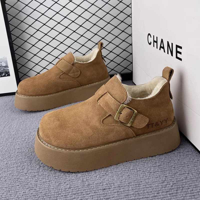 厚底全包勃肯鞋女鞋子加绒保暖雪地靴2025新款冬季复古乐福鞋棉鞋,淘宝优惠券,粉丝福利购,淘宝优惠卷