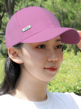 棒球帽帽子女新款四季防晒帽时尚百搭防护帽春秋鸭舌帽红色户外
