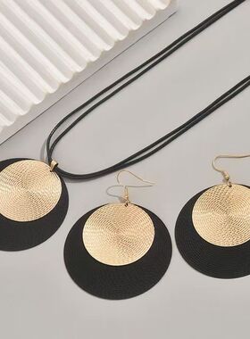 欧美夏日锁骨套装高级三件套项链首饰时尚女友个性耳环新款