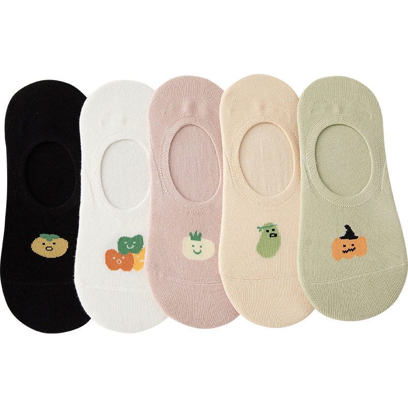 日系袜子船袜女浅口隐形袜薄款防滑不掉跟纯棉短袜甜美可爱