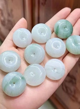 天然飘绿玉石天山翠平安扣吊坠