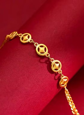 葫芦沙金福字葫芦雏菊铜钱手链女