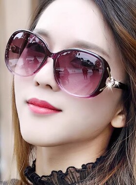 太阳镜女新款防紫外线大框变色墨镜夏时尚圆脸偏光眼镜大脸显瘦