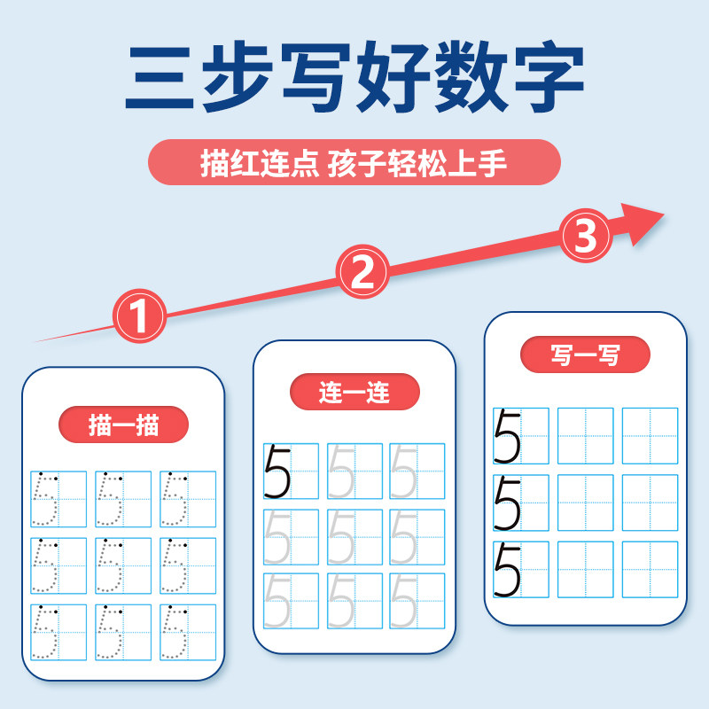 汉字描红本幼小衔接练字帖幼儿园练字本一年级写字本学前班儿童字帖控笔训练初学者练字笔画笔顺贴写字入门大班小学生全套教材_虎窝淘