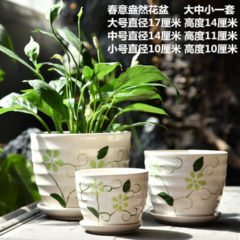 ຫມໍ້ດອກໄມ້ ceramic ບຸກຄະລິກກະພາບທີ່ສ້າງສັນຂະຫນາດໃຫຍ່ພິເສດຂະຫນາດໃຫຍ່ທີ່ມີຖາດເຮືອນງ່າຍດາຍລະບຽງເຮືອນ pot radish ສີຂຽວ succulent