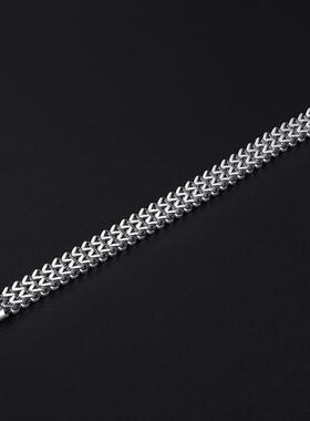 亚马逊爆款欧美男士不锈钢编织双排正反龙骨磁铁扣手链钛钢首饰