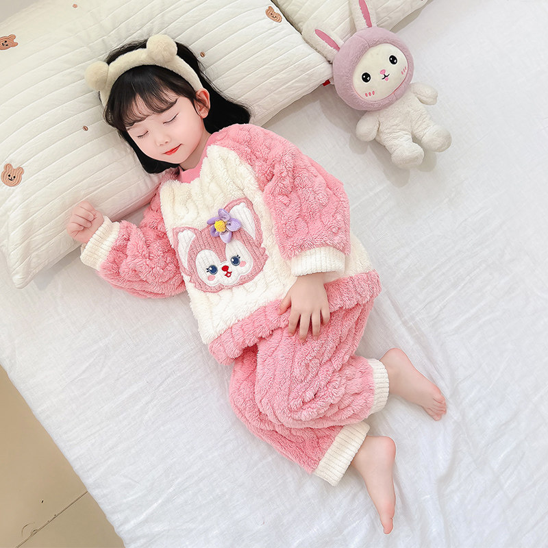 女童珊瑚绒睡衣秋冬保暖加厚小女孩冬季宝宝法兰绒套装儿童家居服,淘宝优惠券,粉丝福利购,淘宝优惠卷
