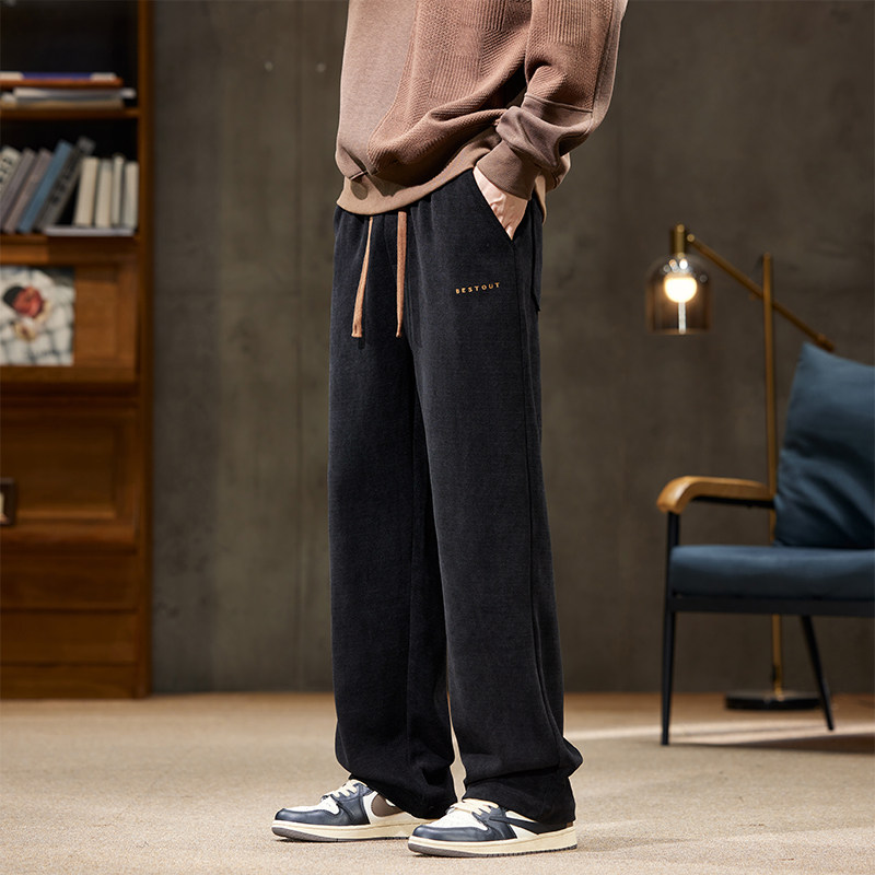 雪尼尔休闲裤男士秋冬季直筒宽松长裤工装运动加绒加厚灯芯绒卫裤,淘宝优惠券,粉丝福利购,淘宝优惠卷