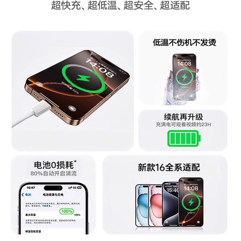45W适用苹果17/16充电器头iPhone16promax手机15pro快充14插头typec数据线40/30W原官方13/12/11装正品ipad - 图2