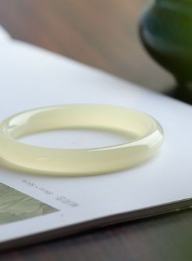 中式透冰种阿富汗玉手镯女国风圆条玉镯女款叮当美人镯送女友礼物