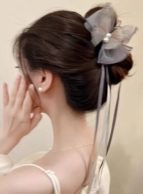 古风气质飘带蝴蝶结抓夹女2025新款发夹后脑勺马尾夹头饰超仙发卡