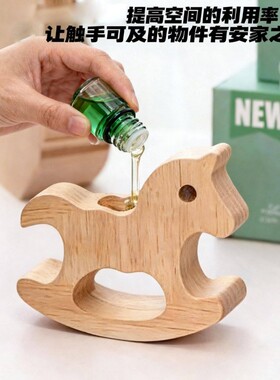 可爱摇摇马扩香木摆件车载卧室持久留香天然挥发木可滴精油装饰品