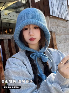 包包帽巴拉克拉法帽毛绒雷锋帽冬季保暖护耳针织套头帽子女冷帽