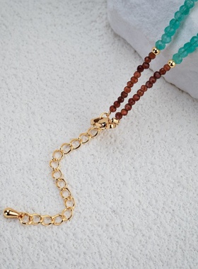 六芒星四叶草吊坠淡水珍珠项链 天河石石榴石串珠锁骨链毛衣链