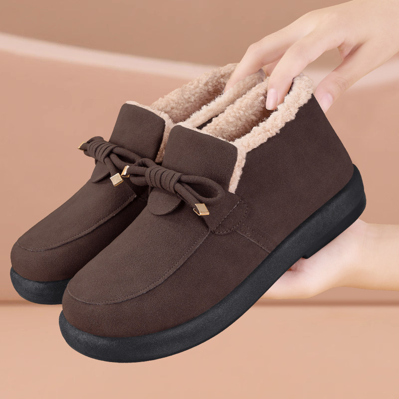 老北京棉鞋女冬季加绒新款保暖一脚蹬妈妈鞋中老年加厚豆豆鞋黑色,淘宝优惠券,粉丝福利购,淘宝优惠卷