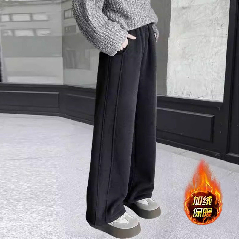 女童裤子加绒秋冬款2026新款休闲加厚阔腿糯米裤中大童直筒运动裤,淘宝优惠券,粉丝福利购,淘宝优惠卷