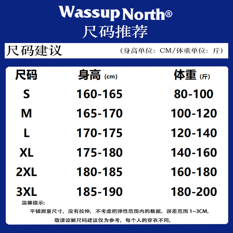 WASSUP NORTH春秋季男女同款短袖t恤2024年纯棉重磅潮流打底上衣 - 图2