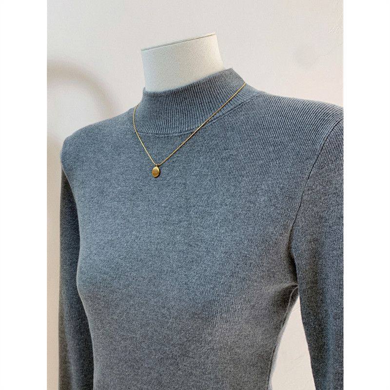 抗起球半高领针织打底衫女2025秋冬季毛衣立领正肩大码内搭上衣,淘宝优惠券,粉丝福利购,淘宝优惠卷