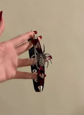 【闪耀钻蛛】甜酷蜘蛛铆钉项链皮带扣项圈暗黑风个性时尚颈链配饰