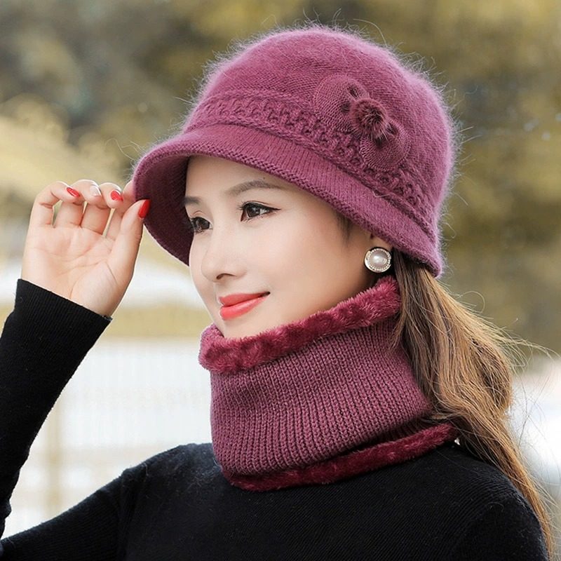 冬季妈妈帽保暖加绒老太太针织毛线帽冬天送奶奶围脖中老年帽子女,淘宝优惠券,粉丝福利购,淘宝优惠卷