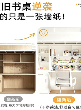 宿舍卡通壁纸自粘可擦洗装饰墙贴