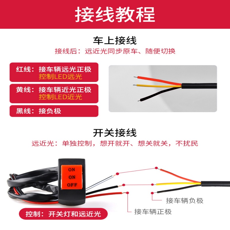 电动车灯摩托车超亮led大灯泡 外置改装12v96v强光透镜射灯铺路灯 - 图0