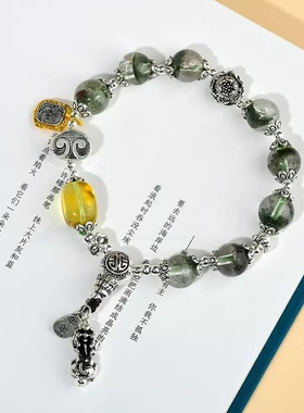 天然水晶绿幽灵手链宫廷复古手链